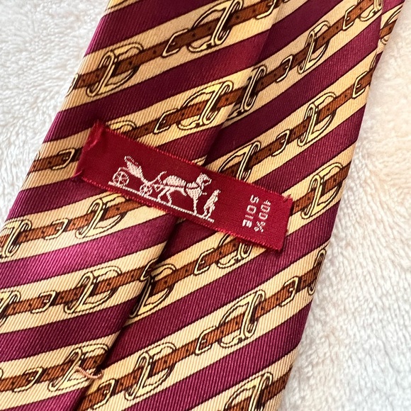 Hermes PARIS Purple Striped Equestrian Access. Print Tie Silk 57”/3".1/2 EX CON - Picture 4 of 8